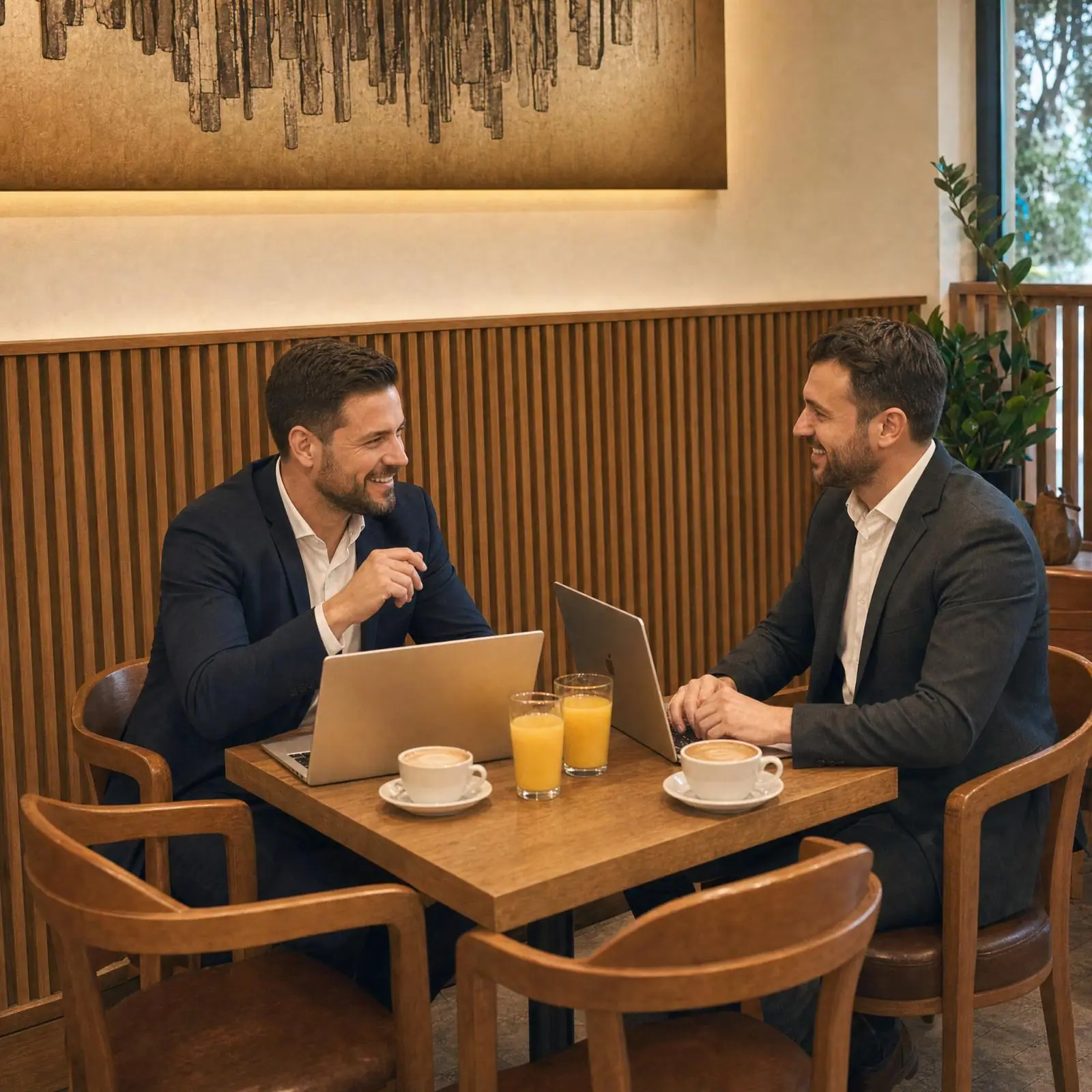 Business meeting over coffee and fresh juice at Porch