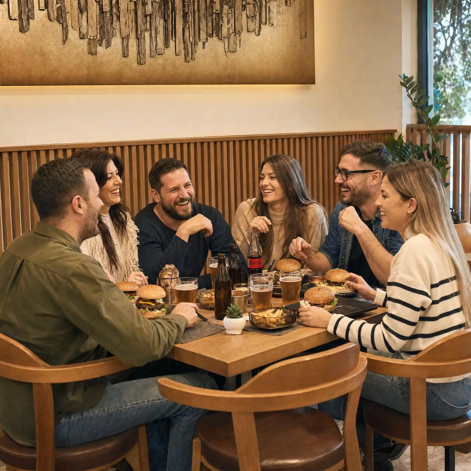 Friends laughing together at Porch